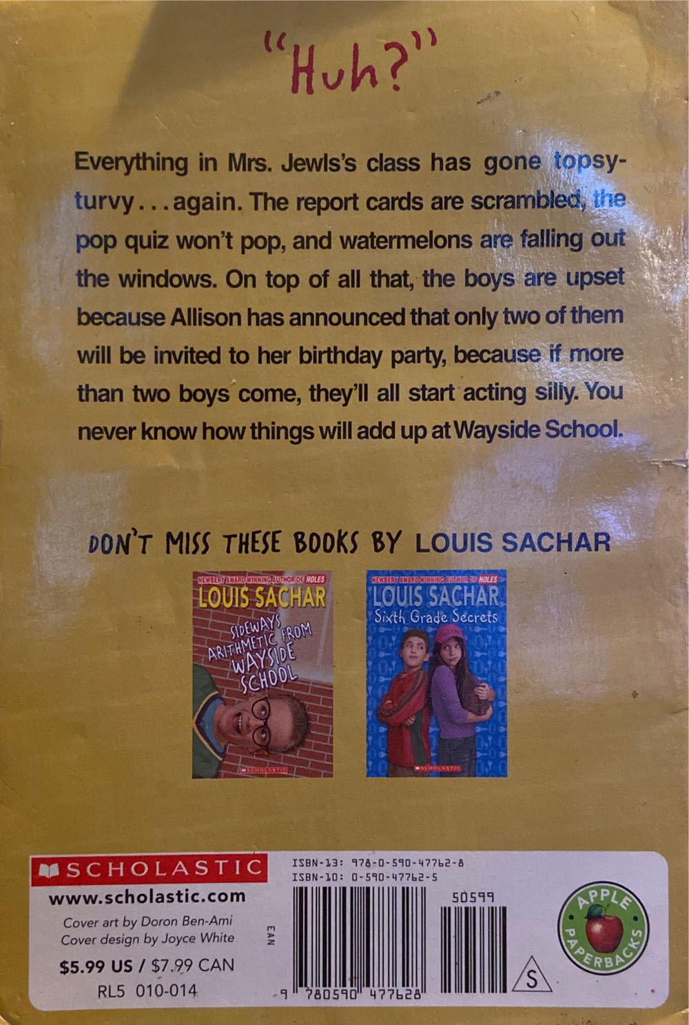 More Sideways Arithmetic From Wayside School - Louis Sachar (Scholastic Paperbacks - Paperback) book collectible [Barcode 9780590477628] - Main Image 2