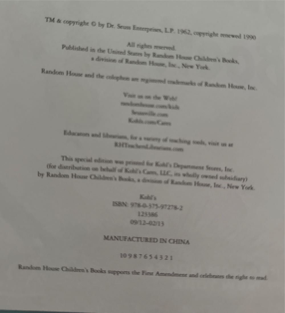 Dr. Seuss’s Sleep Book - Random House (Random House - Hardcover) book collectible [Barcode 9780375972782] - Main Image 3