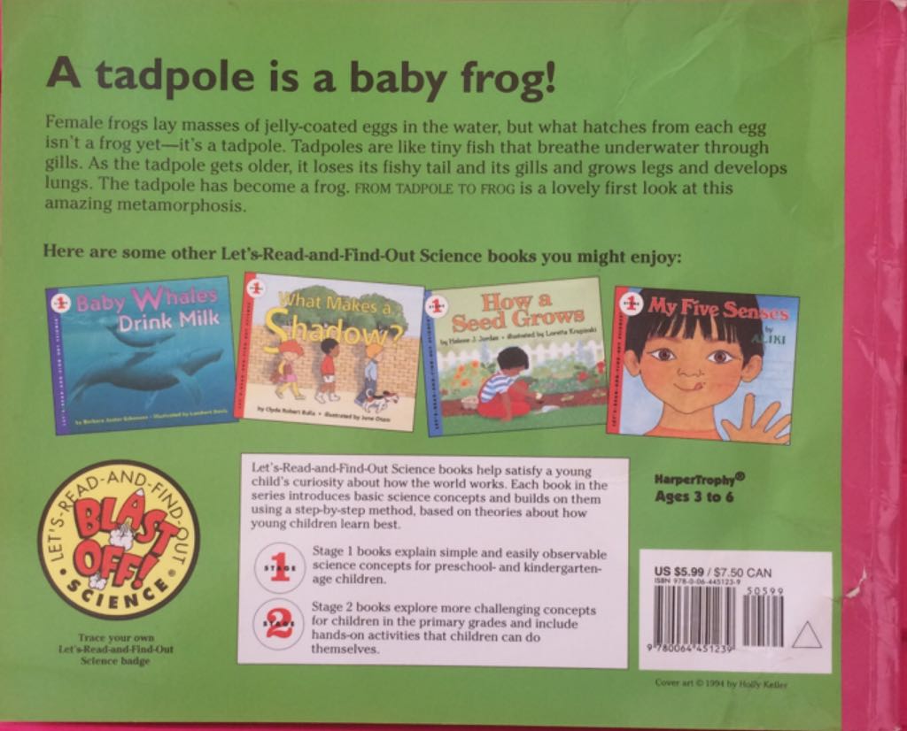 From Tadpole To Frog - Wendy Pfeffer (HarperCollins Publishers - Paperback) book collectible [Barcode 9780064451239] - Main Image 2