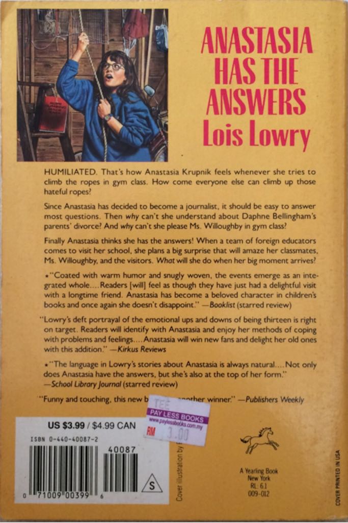 Anastasia Has The Answers  (A Dell Yearling Book - Paperback) book collectible [Barcode 9780440400875] - Main Image 2