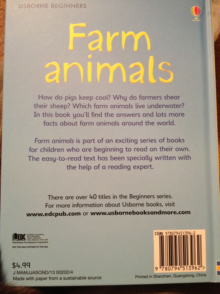 Farm Animals - Hinkler Books Pty Ltd (Usborne Pub Ltd) book collectible [Barcode 9780794513962] - Main Image 2