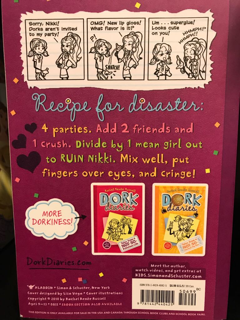 Dork Diaries: Tales From A Not So Popular Party Girl - Rachel Renee Russell (- Paperback) book collectible [Barcode 9781442440425] - Main Image 2