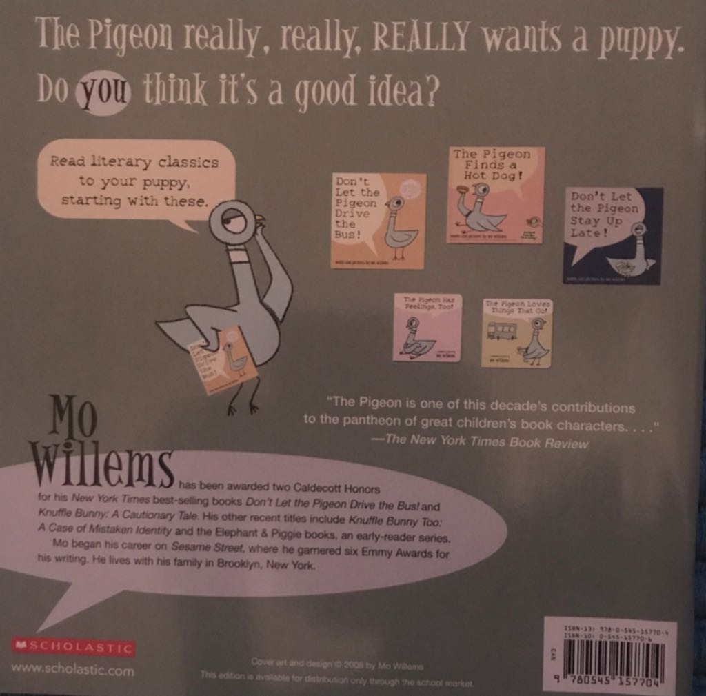 Pigeon Wants A Puppy! - Mo Willems (Scholastic Inc. - Paperback) book collectible [Barcode 9780545157704] - Main Image 2