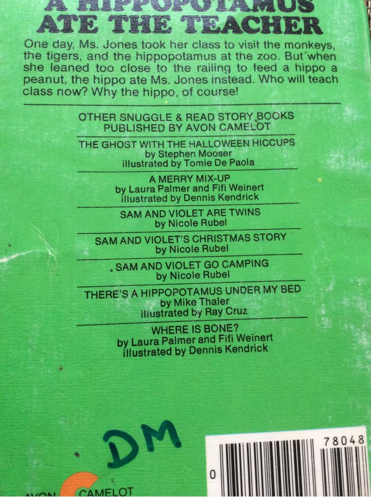 A Hippopotamus Ate the Teacher - Mike Thaler (HarperCollins) book collectible [Barcode 9780380780488] - Main Image 2