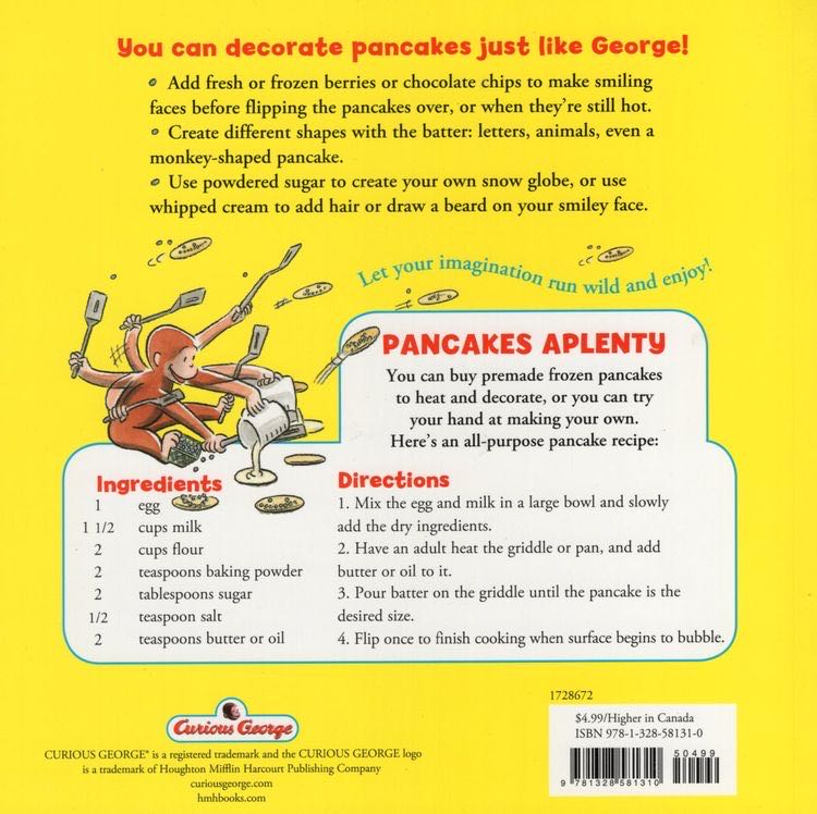 Curious George Makes Pancakes - Margret Rey (Houghton Miffin Co. - Paperback) book collectible [Barcode 9780395919088] - Main Image 2