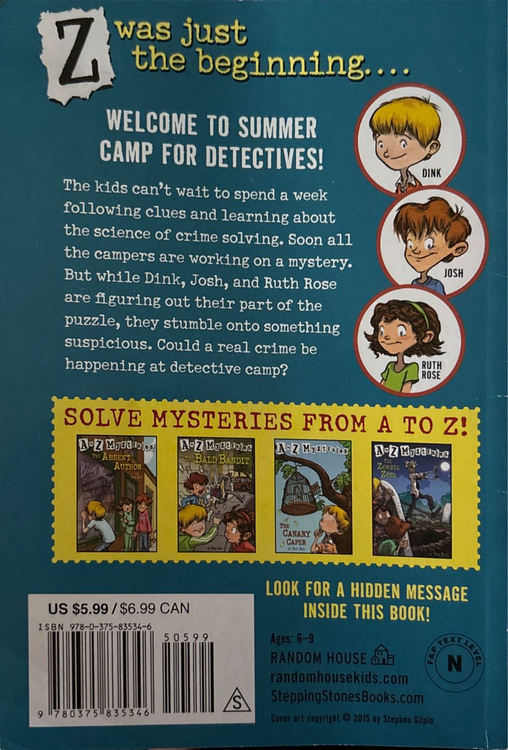 A to Z Mysteries Super Edition 1: Detective Camp - Ron Roy (Random House Children’s Books - Paperback) book collectible [Barcode 9780375835346] - Main Image 2