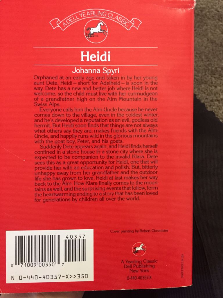 Heidi - Fran Hunia (A Dell Yearling Classic - Paperback) book collectible [Barcode 9780440403579] - Main Image 2