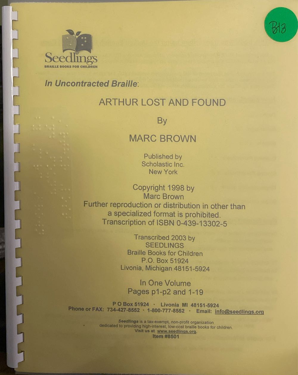 Arthur Lost And Found - Marc Brown (- Paperback) book collectible [Barcode 9780439133029] - Main Image 2