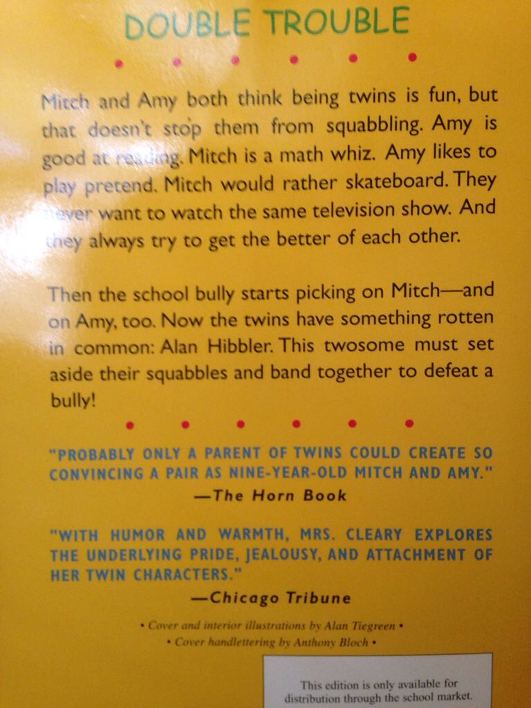 Mitch And Amy - Beverly Cleary (A Dell Yearling Book - Trade Paperback) book collectible [Barcode 9780439357289] - Main Image 2