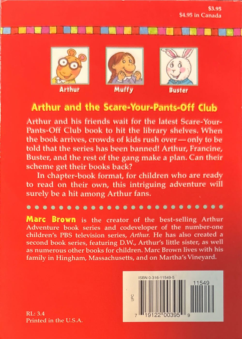Arthur: Chapter Book #2: Arthur And The Scare-Your-Pants-Off Club - Marc Brown (Little, Brown and Company - Paperback) book collectible [Barcode 9780316115490] - Main Image 2
