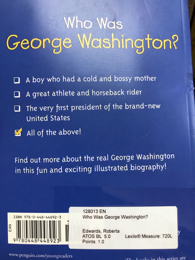 Who Was George Washington? - Roberta Edwards (Penguin Group - Paperback) book collectible [Barcode 9780448448923] - Main Image 2