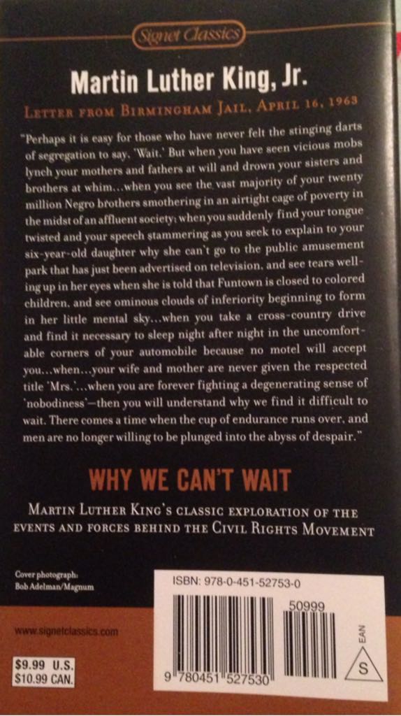 Why We Can’t Wait - Dr. Jr. Martin Luther King (Signet - Paperback) book collectible [Barcode 9780451527530] - Main Image 2