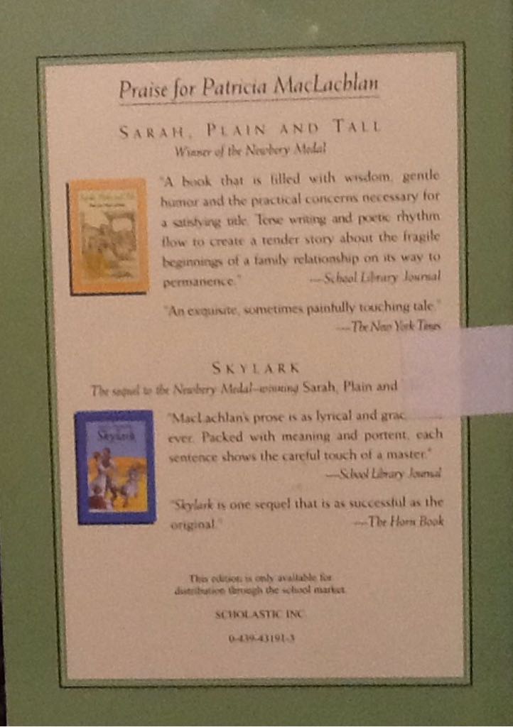 Caleb’s Story - Patricia MacLachlan (Scholastic - Paperback) book collectible [Barcode 9780439431910] - Main Image 2