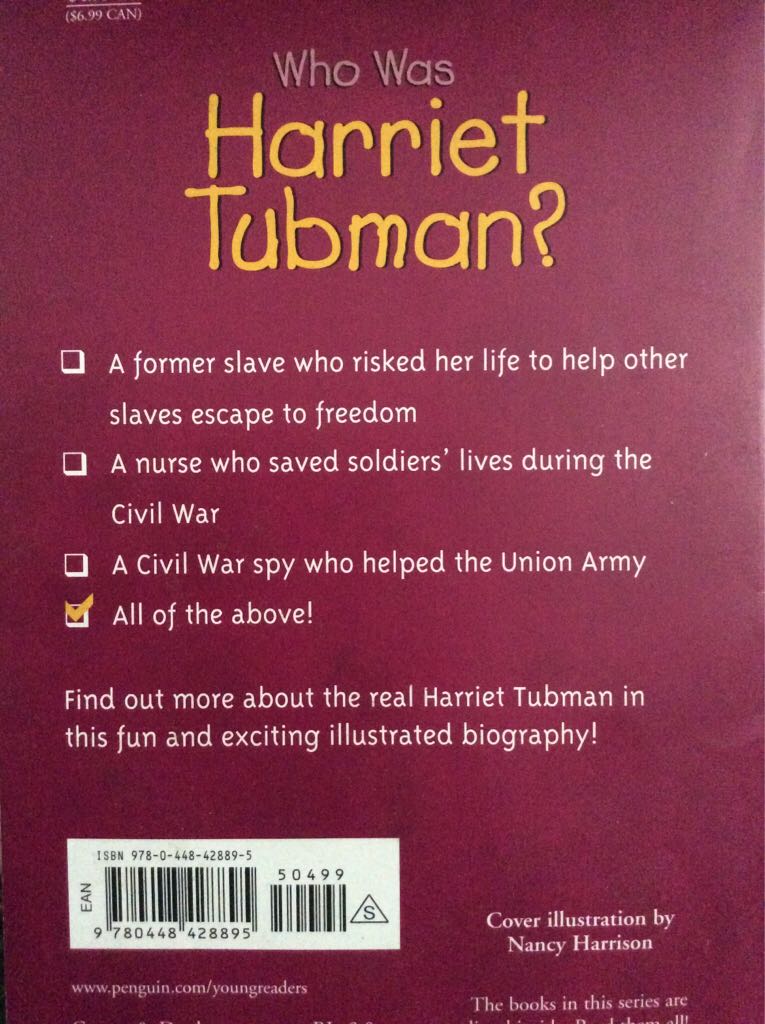 Who Was Harriet Tubman? - Yona Zeldis Mcdonough (Square Fish - Paperback) book collectible [Barcode 9780448428895] - Main Image 2