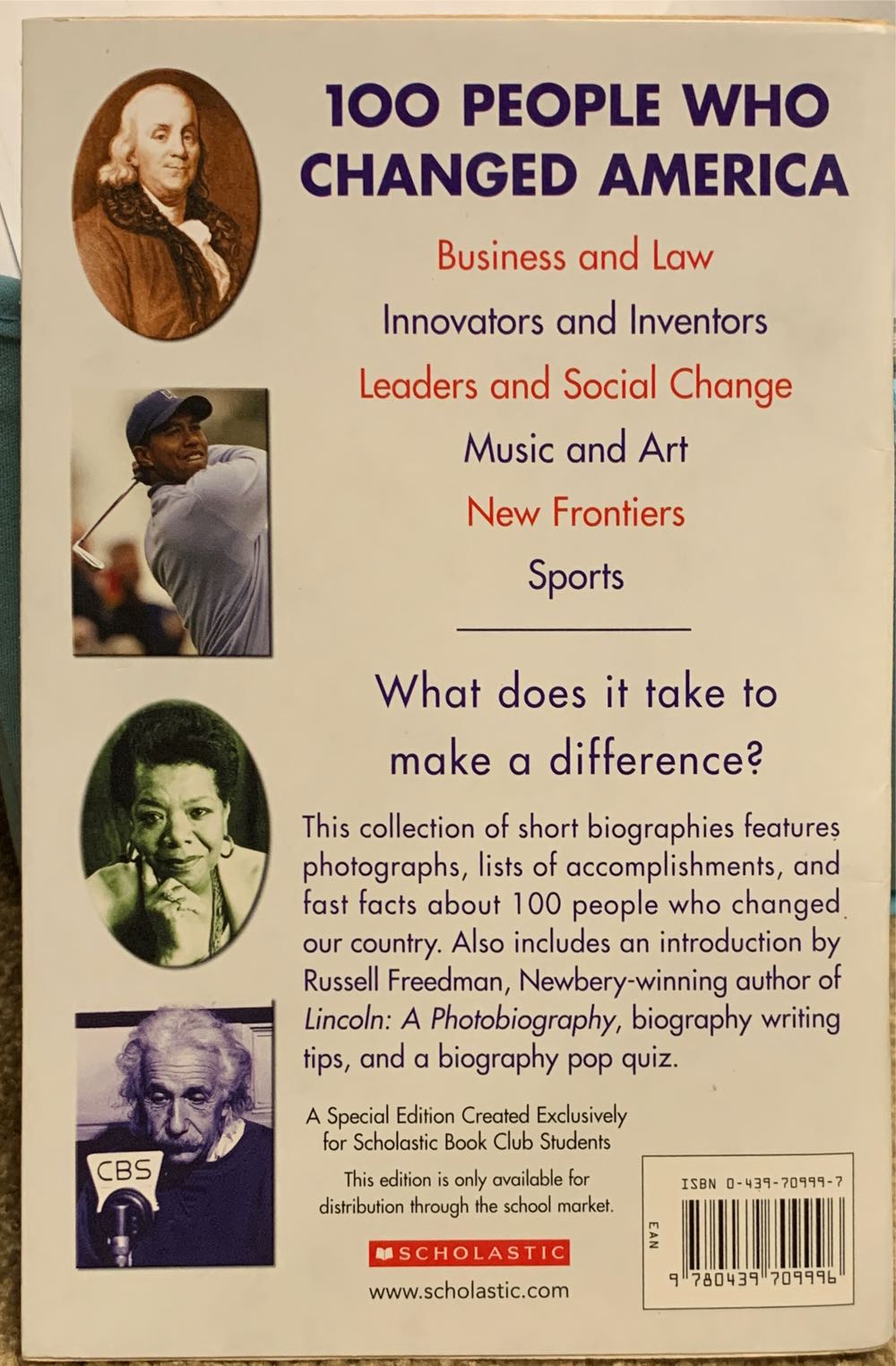 100 People Who Changed America - Russell Freedman (Scholastic, Inc. - Paperback) book collectible [Barcode 9780439709996] - Main Image 2