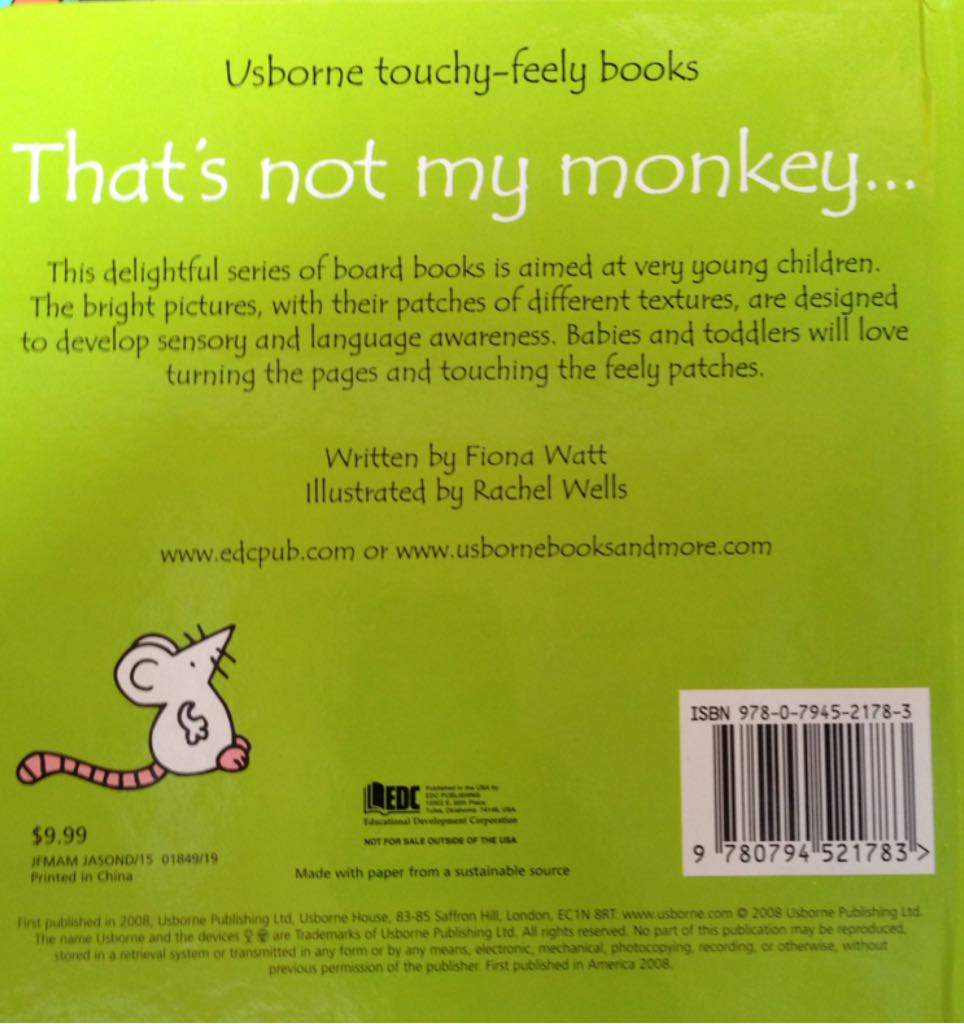 That’s not my monkey... - Fiona Watt (Usborne & More - Board Book) book collectible [Barcode 9780794521783] - Main Image 2