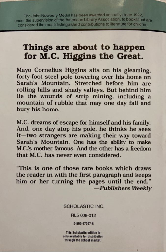 M.C. Higgins, The Great - Virginia Hamilton (Troll Associates - Paperback) book collectible [Barcode 9780590672979] - Main Image 2