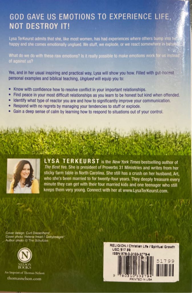 Unglued: Making Wise Choices in the Midst of Raw Emotions - Lysa TerKeurst (Zondervan - Paperback) book collectible [Barcode 9780310332794] - Main Image 2