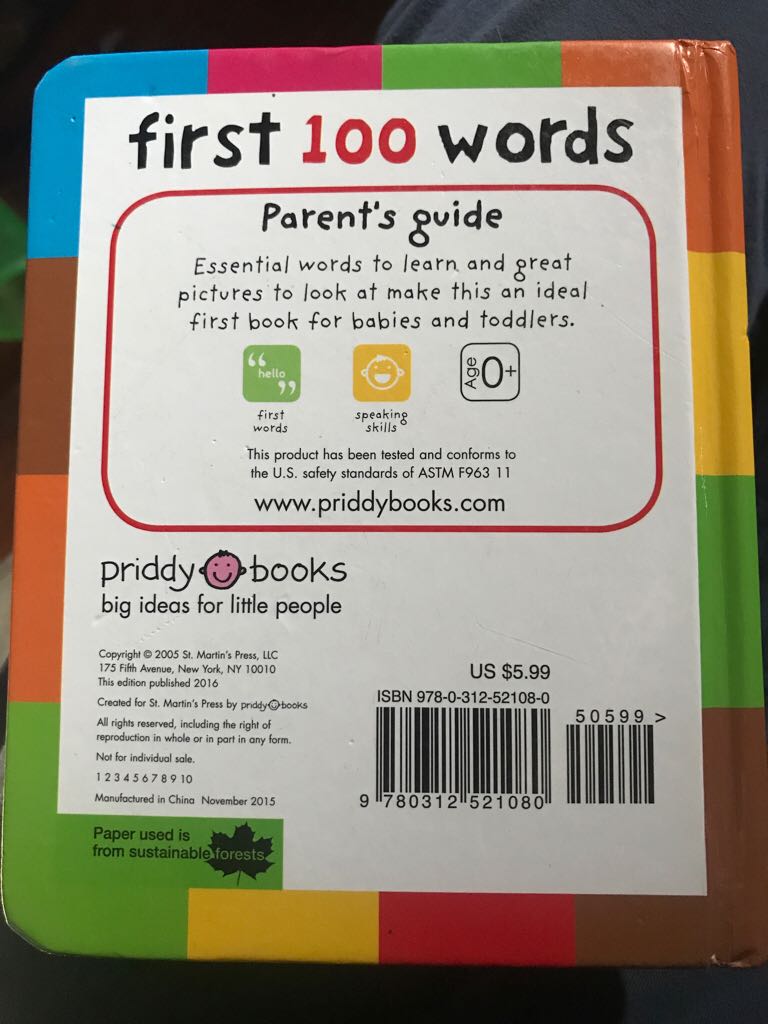 First 100 Words - Roger Priddy book collectible [Barcode 9780312521080] - Main Image 2