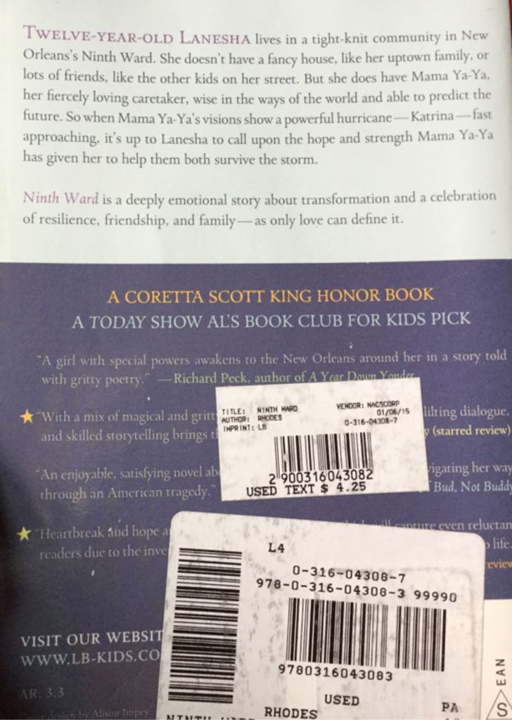 Ninth Ward - Jewell Parker Rhodes (Little Brown & Company) book collectible [Barcode 9780316043083] - Main Image 2