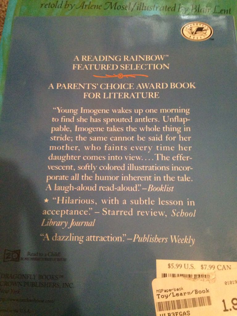 Imogene’s Antlers - David Small (Crown - Paperback) book collectible [Barcode 9780517562420] - Main Image 2