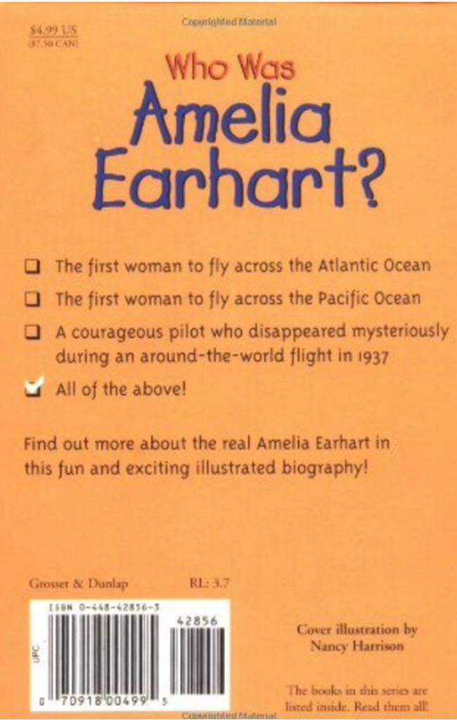 Who Was Amelia Earhart? - Kate Boehm Jerome (Penguin - Paperback) book collectible [Barcode 9780448428567] - Main Image 2