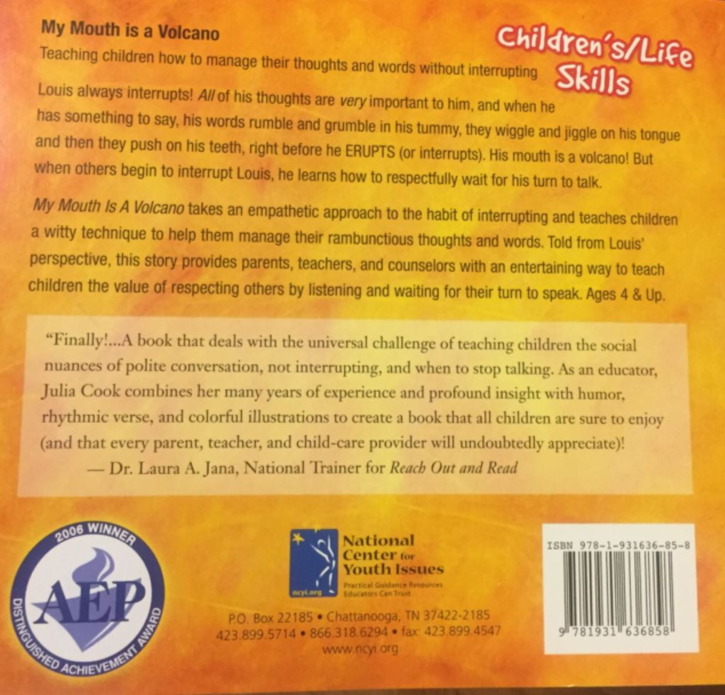 My Mouth Is a Volcano! - Julia Cook (National Center for Youth Issues - Paperback) book collectible [Barcode 9781931636858] - Main Image 2