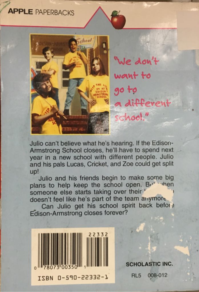 School Spirit - Thomas Kingsley (Scholastic Inc. - Paperback) book collectible [Barcode 9780590223324] - Main Image 2