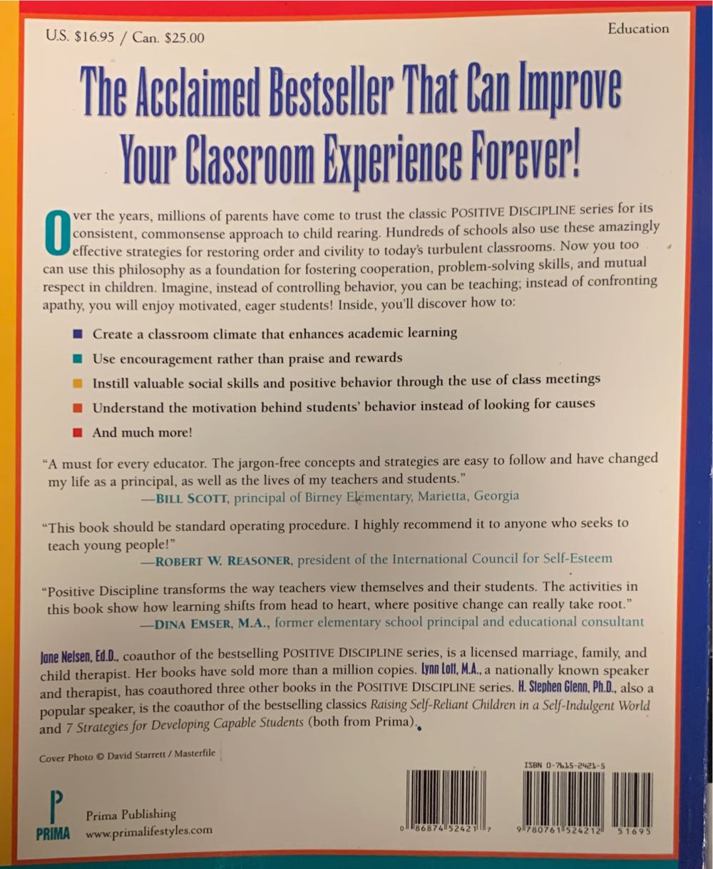 Positive Discipline in the Classroom - Lynn Lott (Random House LLC) book collectible [Barcode 9780761524212] - Main Image 2
