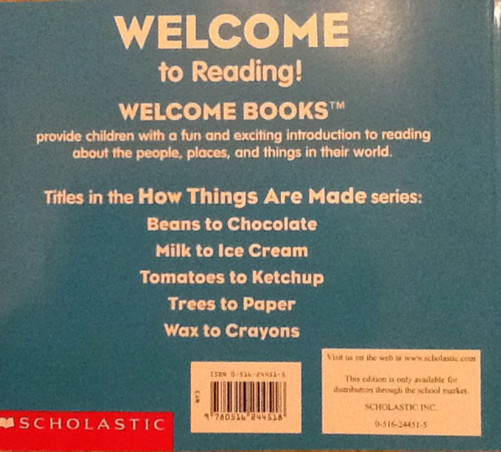 How Things Are Made: Milk to Ice Cream. Welcome Books - unknown (Scholastic - Paperback) book collectible [Barcode 9780516244518] - Main Image 2