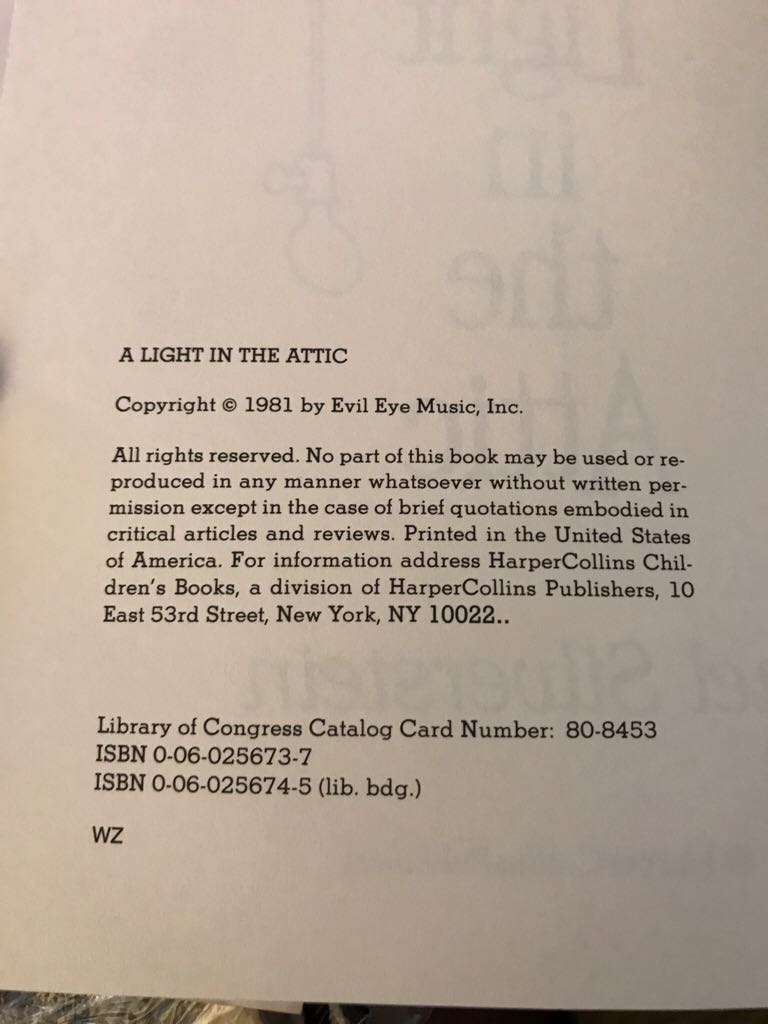 A Light in the Attic Book and CD - Shel Silverstein (HarperCollins - Hardcover) book collectible [Barcode 9780066236179] - Main Image 2