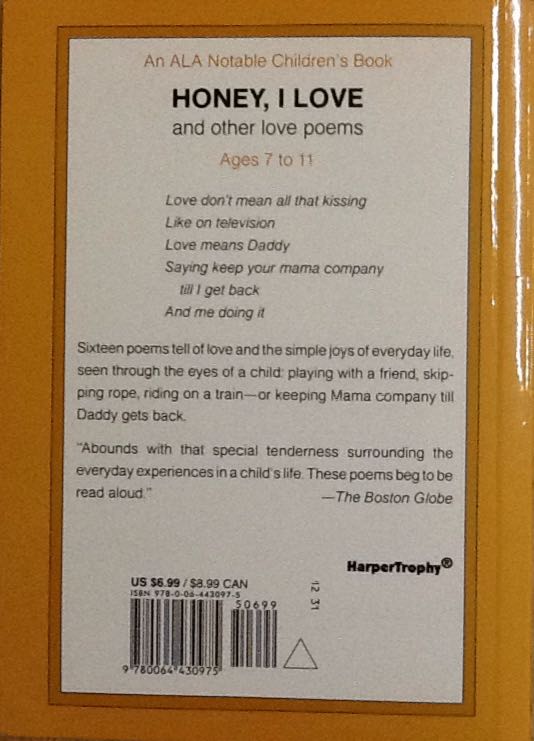 Honey, I Love and Other Love Poems - Eloise Greenfield (HarperCollins - Paperback) book collectible [Barcode 9780064430975] - Main Image 2