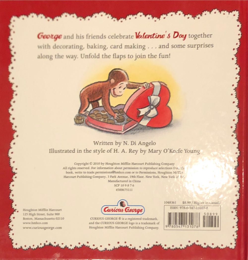 Happy Valentine’s Day Curious George! - N. Di Angelo (Random House Books for Young Readers - Hardcover) book collectible [Barcode 9780547131078] - Main Image 2