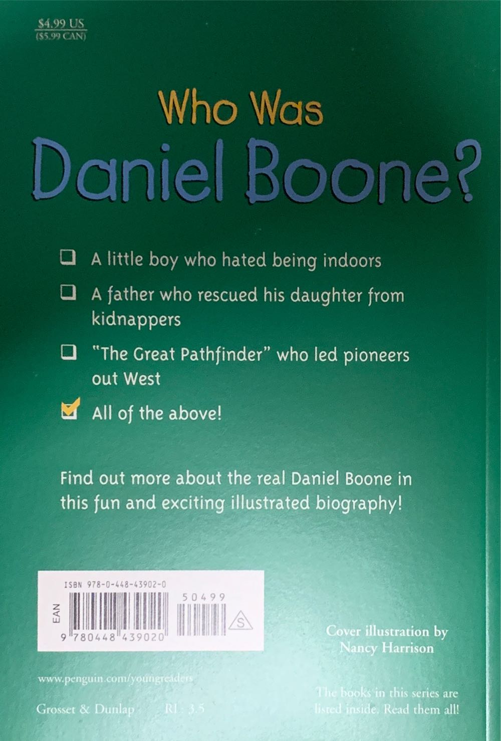 Who Was Daniel Boone? - George Ulrich (Penguin - Paperback) book collectible [Barcode 9780448439020] - Main Image 2
