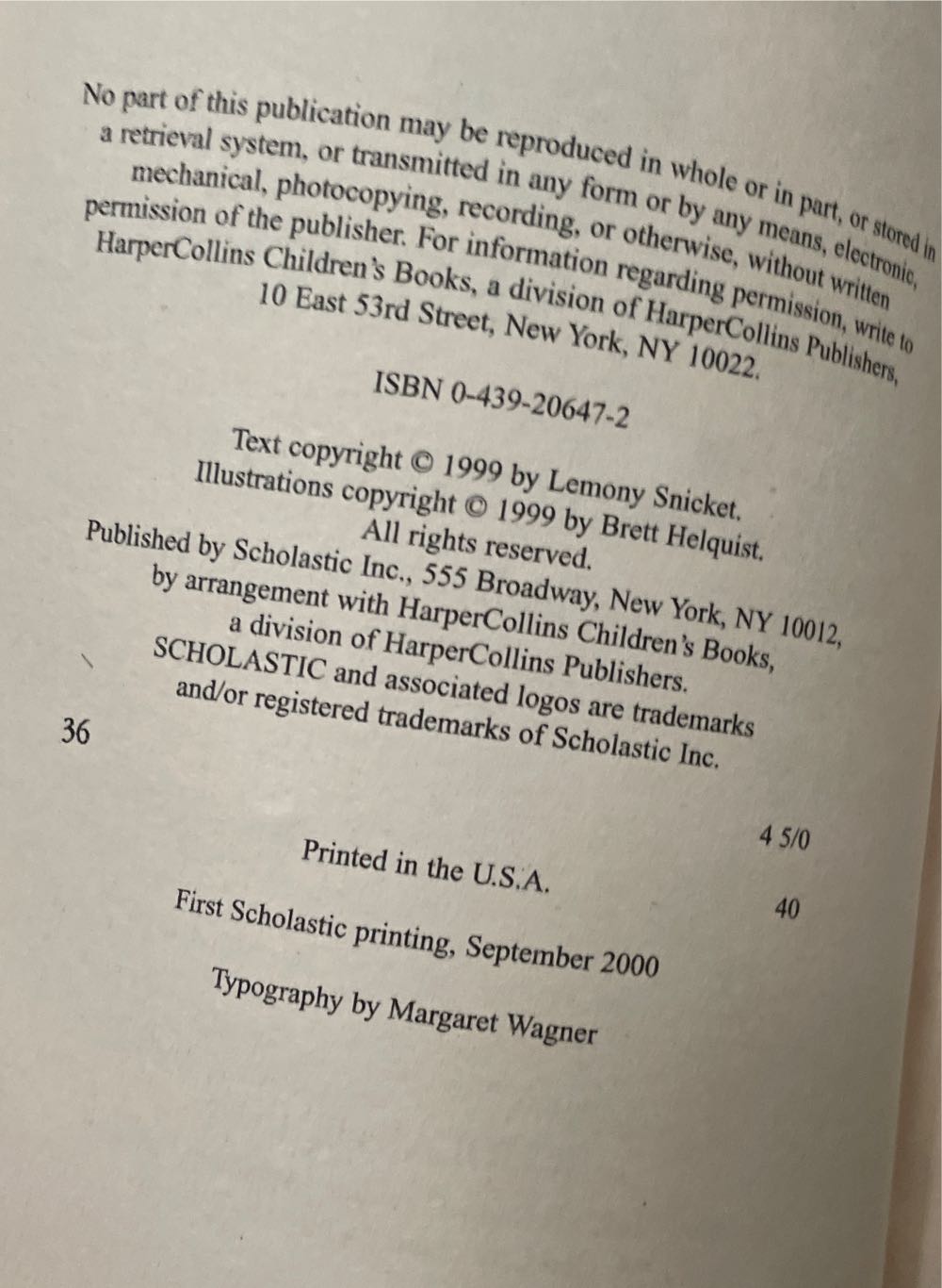A Series Of Unfortunate Events #1: The Bad Beginning - Lemony Snicket (Scholastic Inc. - Paperback) book collectible [Barcode 9780439206471] - Main Image 3