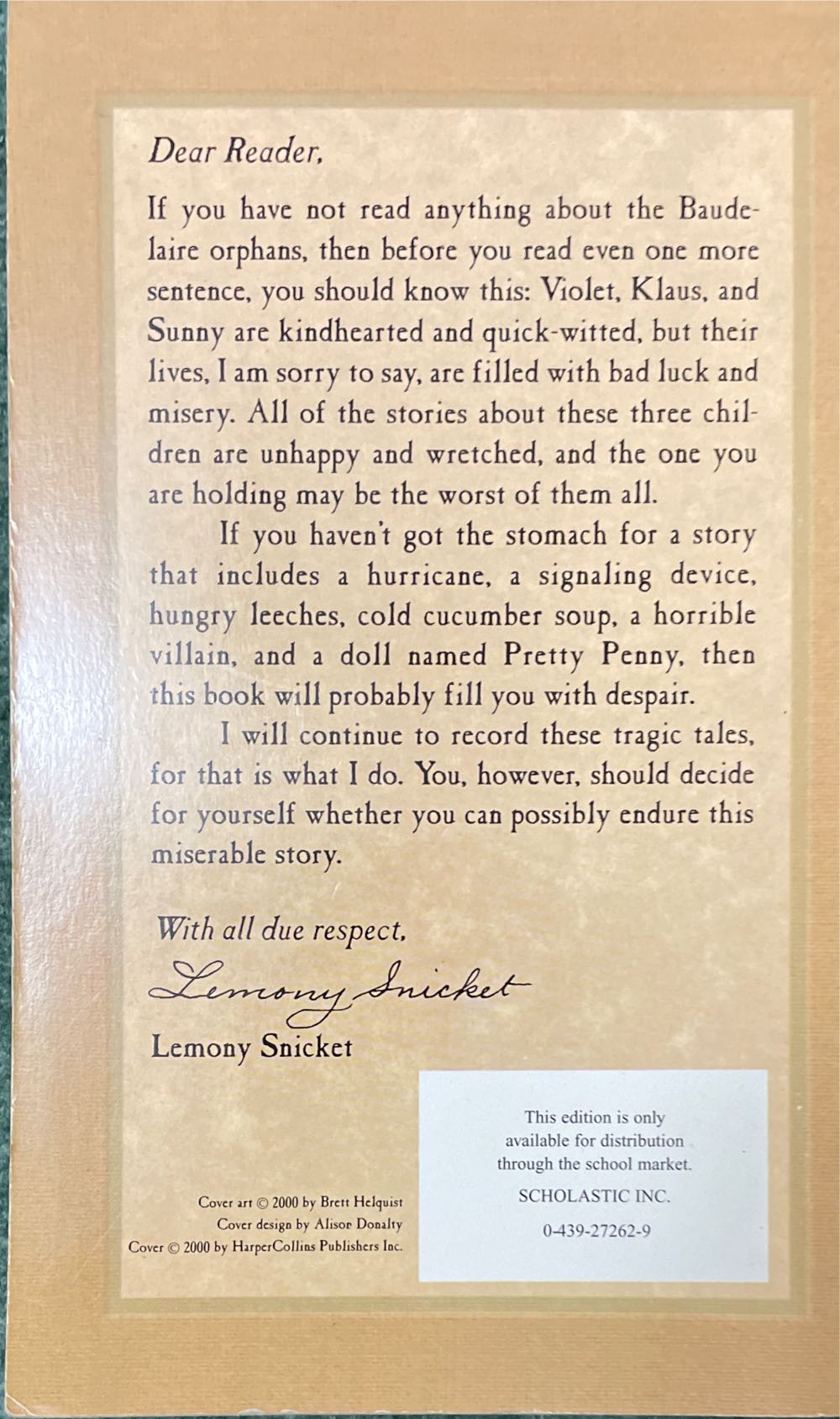A Series Of Unfortunate Events #3: The Wide Window - Lemony Snicket (Scholastic - Paperback) book collectible [Barcode 9780439272629] - Main Image 2