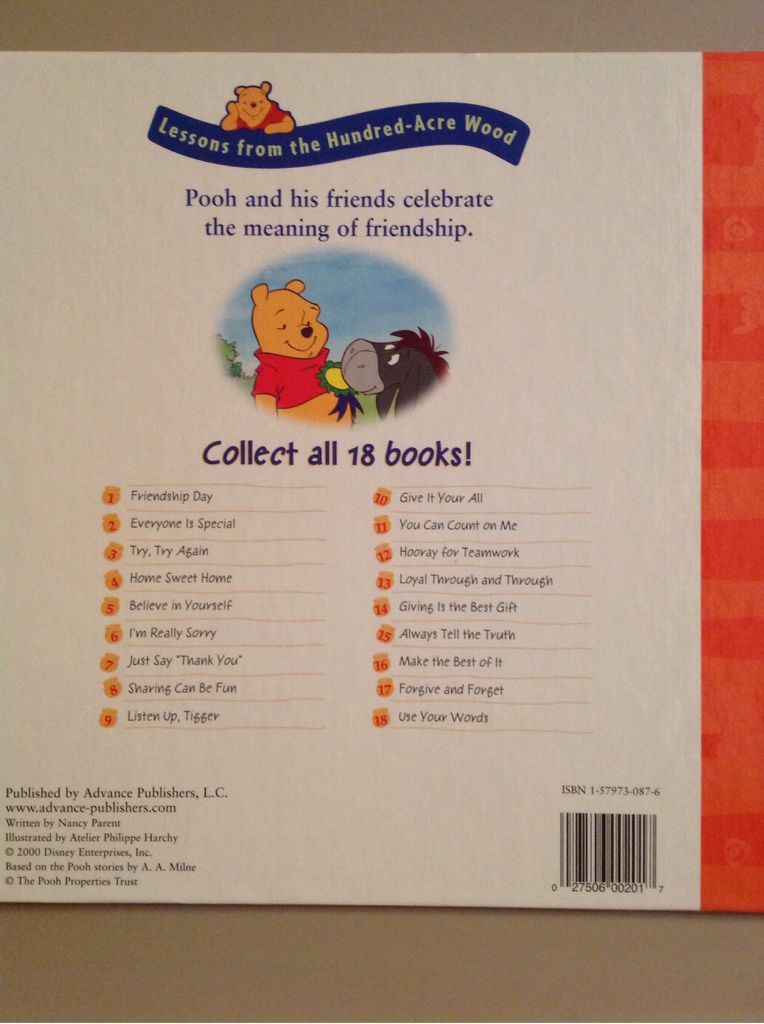 Winnie the Pooh: Friendship Day - Nancy Parent (Advance Publishers - Hardcover) book collectible [Barcode 9781579730871] - Main Image 2
