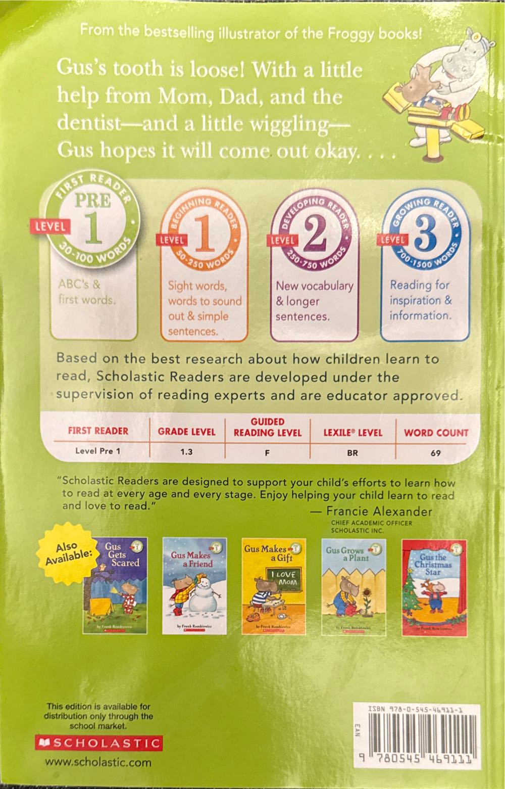 Gus Loses a Tooth - Frank Remkiewicz book collectible [Barcode 9780545469111] - Main Image 3