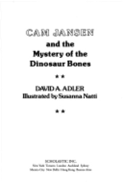 Cam Jansen and the Mystery of the Dinosaur Bones - David Adler (Scholastic Inc - Paperback) book collectible [Barcode 9780590461238] - Main Image 1