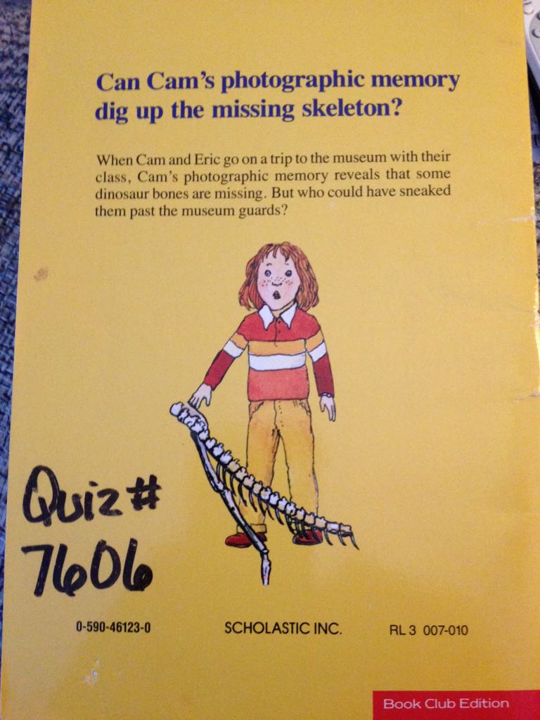 Cam Jansen and the Mystery of the Dinosaur Bones - David Adler (Scholastic Inc - Paperback) book collectible [Barcode 9780590461238] - Main Image 2