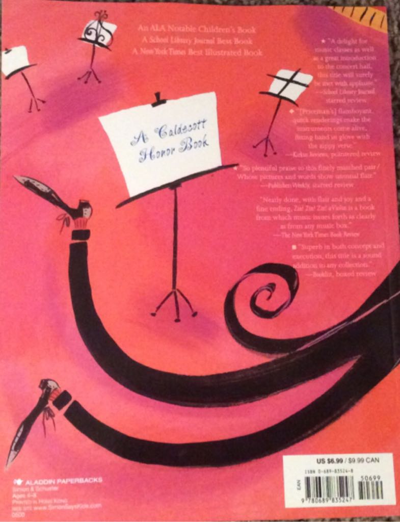 Zin! Zin! Zin! A Violin - Lloyd Moss (Aladdin - Paperback) book collectible [Barcode 9780689835247] - Main Image 2