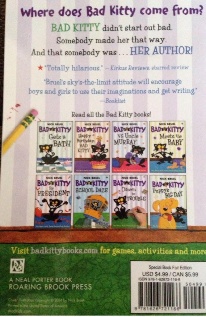 Bad Kitty Drawn to Trouble - Nick Bruel (Roaring Brook Press - Paperback) book collectible [Barcode 9781626721166] - Main Image 2