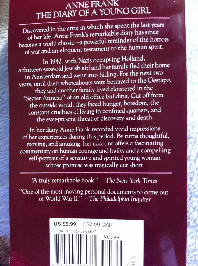 Anne Frank: The Diary of a Young Girl - Anne Frank (Bantam Books - Paperback) book collectible [Barcode 9780553296983] - Main Image 2