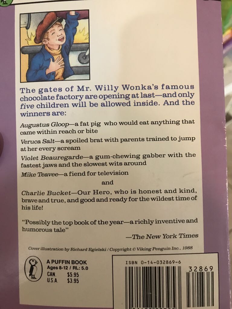 Charlie And The Chocolate Factory - Roald Dahl (Puffin HC - Paperback) book collectible [Barcode 9780140328691] - Main Image 2