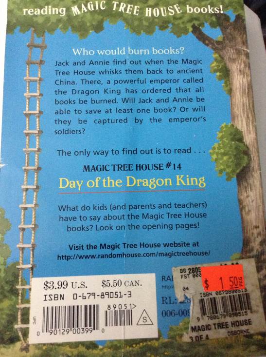 Magic Tree House #14: Day of the Dragon King - Mary Pope Osborne (Random House - Paperback) book collectible [Barcode 9780679890515] - Main Image 2