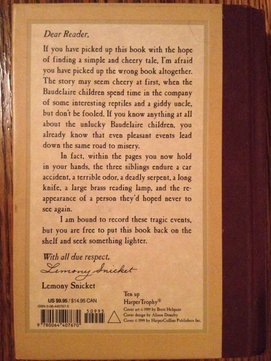 A Series of Unfortunate Events #2: The Reptile Room - Lemony Snicket (Harper Collins Publisher - Hardcover) book collectible [Barcode 9780064407670] - Main Image 2