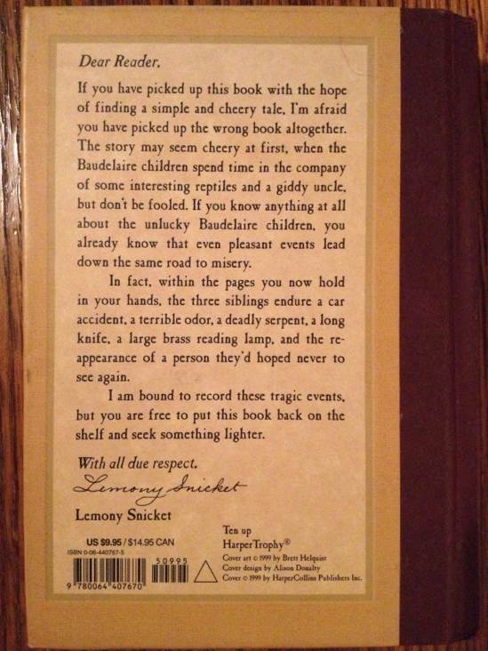 A Series Of Unfortunate Events: The Reptile Room - Lemony Snicket (Harper Collins Publisher - Hardcover) book collectible [Barcode 9780064407670] - Main Image 2