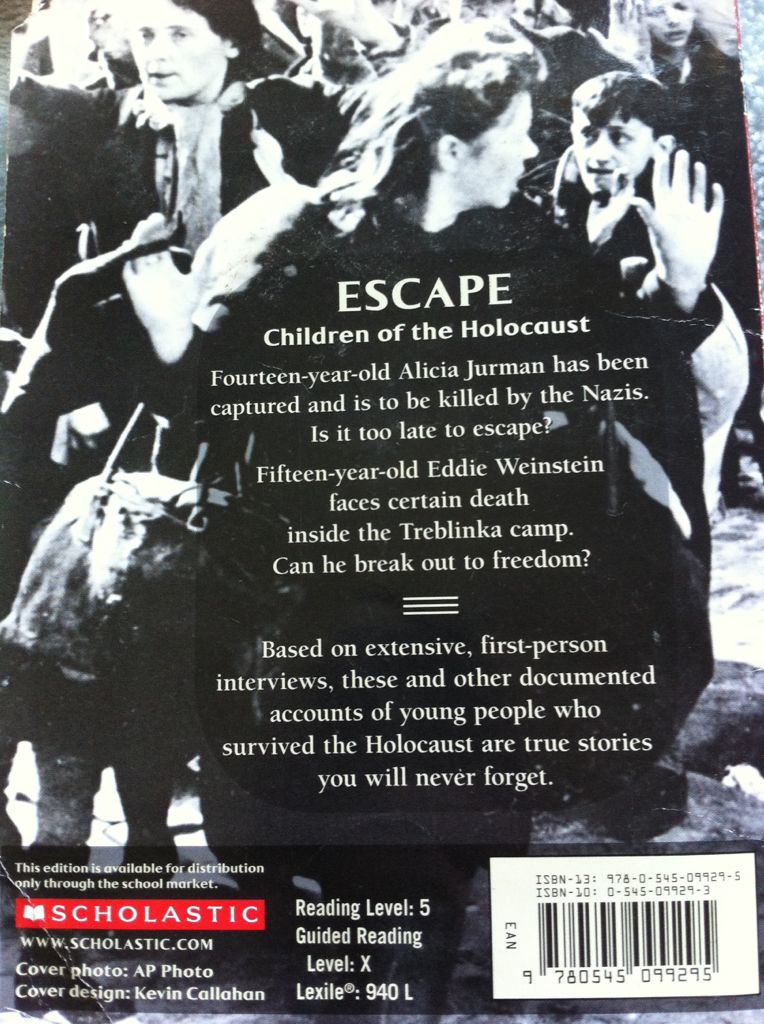 Escape: Children Of The Holocaust - Allan Zullo (Scholastic Inc. - Paperback) book collectible [Barcode 9780545099295] - Main Image 2
