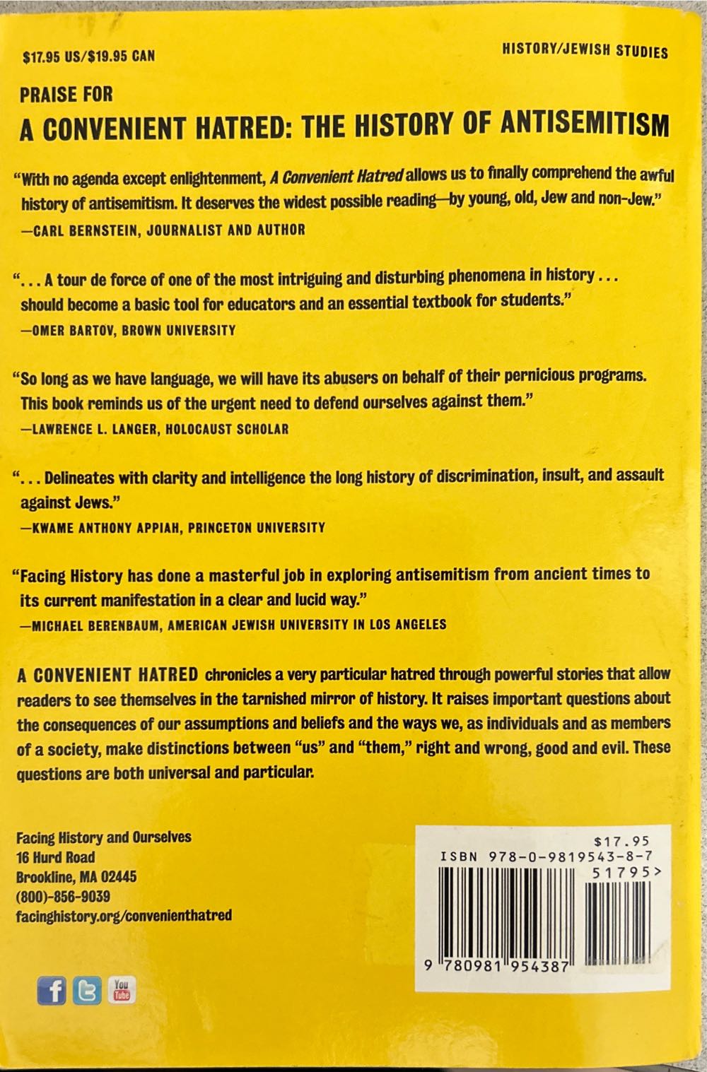 A Convenient Hatred - Phyllis Goldstein (Facing History & Ourselves National) book collectible [Barcode 9780981954387] - Main Image 2