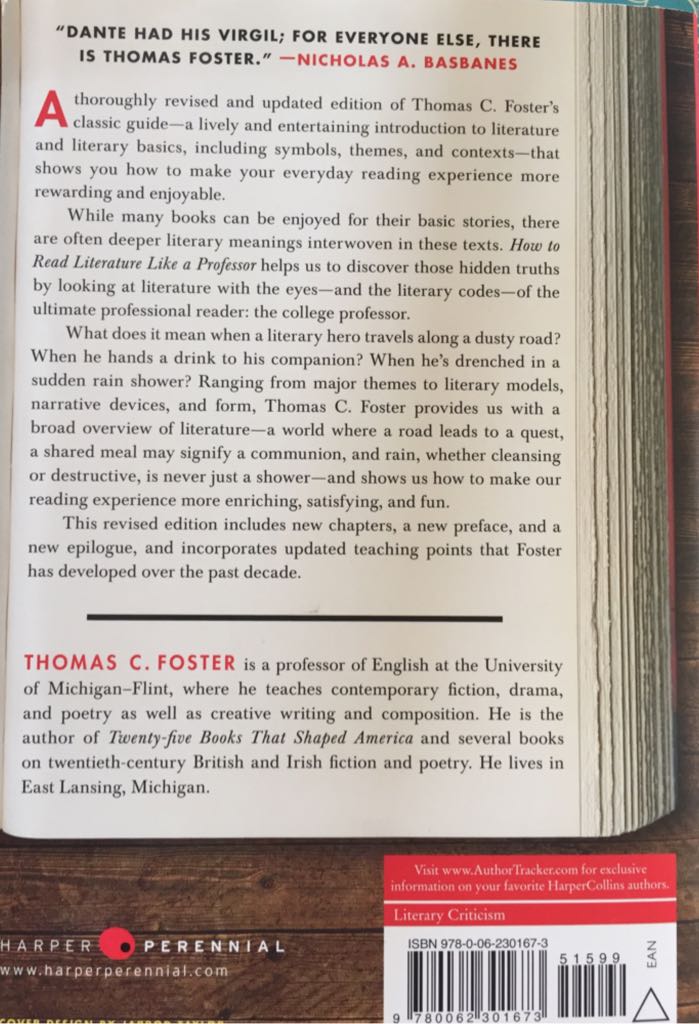 How to Read Literature Like a Professor - Thomas C. Foster (Harper Perennial - Paperback) book collectible [Barcode 9780062301673] - Main Image 2